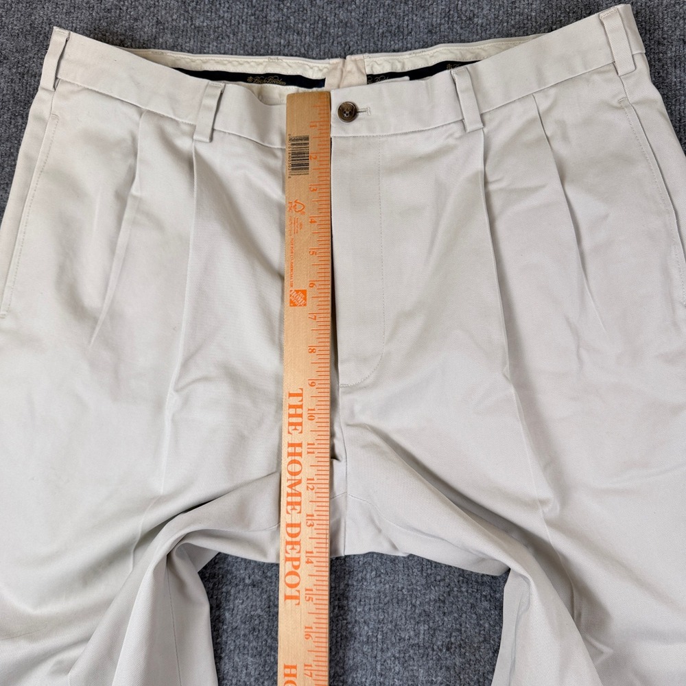 Brooks Brothers Pleated Pants Mens 37x30 Fits 38x28 Beige Advantage Chino Elliot - Picture 8 of 11